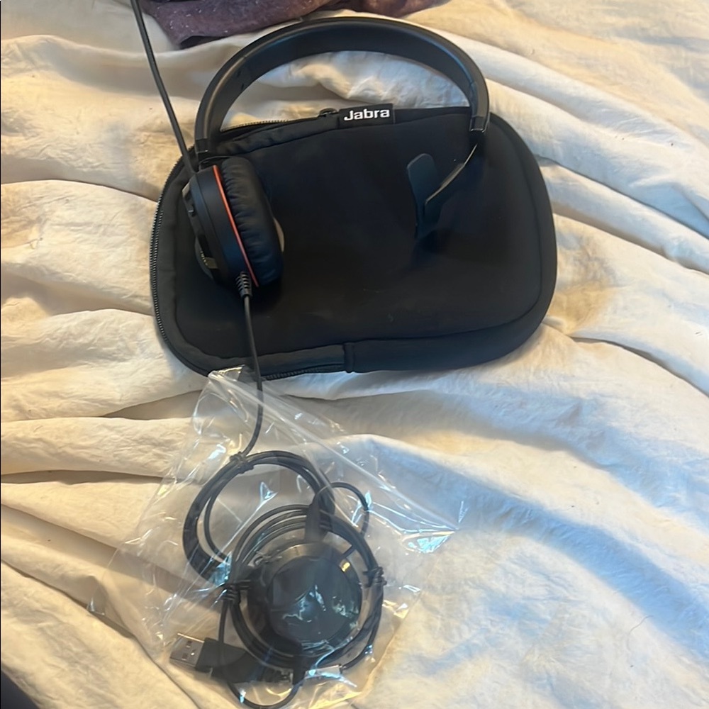 Jabra Black and Red Headset with Case